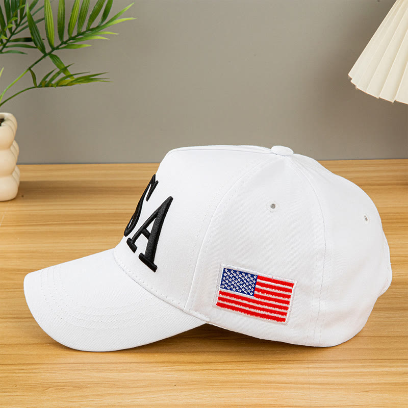 Unisex Independence Day Embroidered Usa Flag Baseball Cap - White - 54-60cm - image 2
