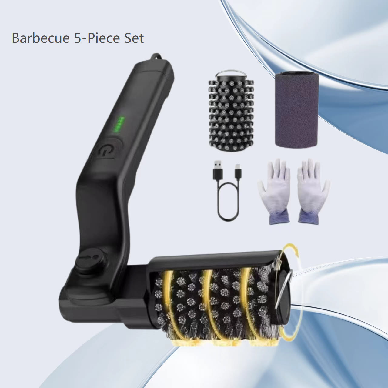 Electric BBQ Grill Brush Cordless and Rechargeable,Two Replacement Cleaning Brushes - image 3