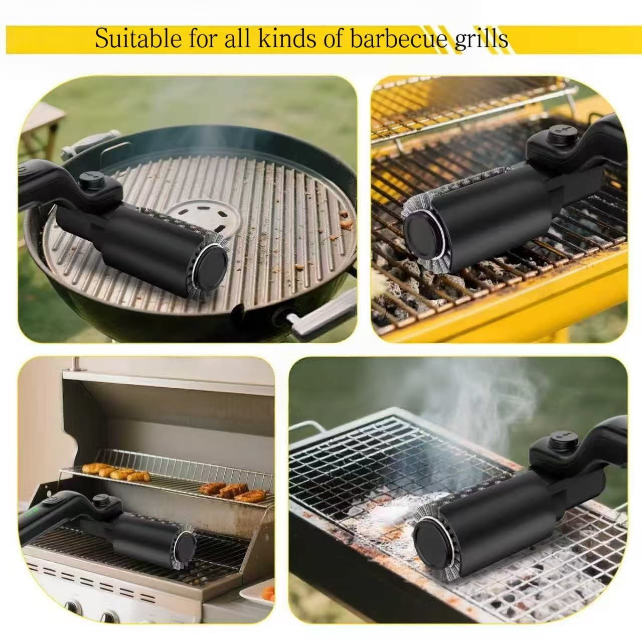 Electric BBQ Grill Brush Cordless and Rechargeable,Two Replacement Cleaning Brushes - image 9