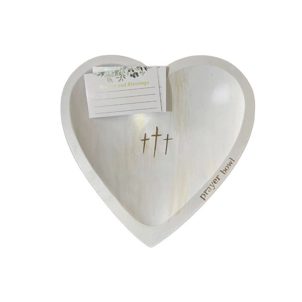 New Wooden Heart Shaped Prayer Bowl - White - image 10