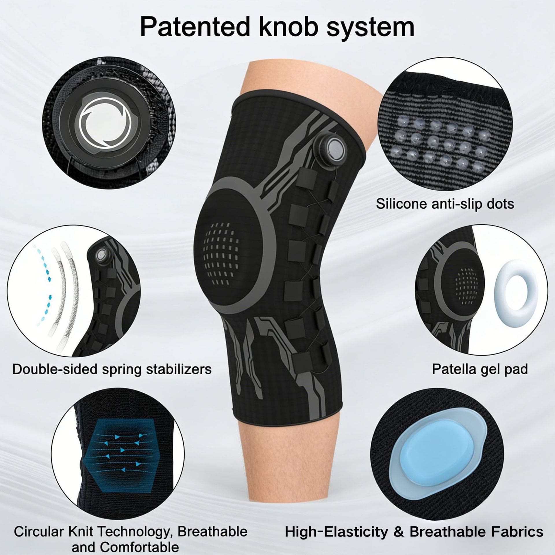 Smart Knob Knee Brace , Knee Support with Patella Gel Pad & Side Stabilizers - image 2