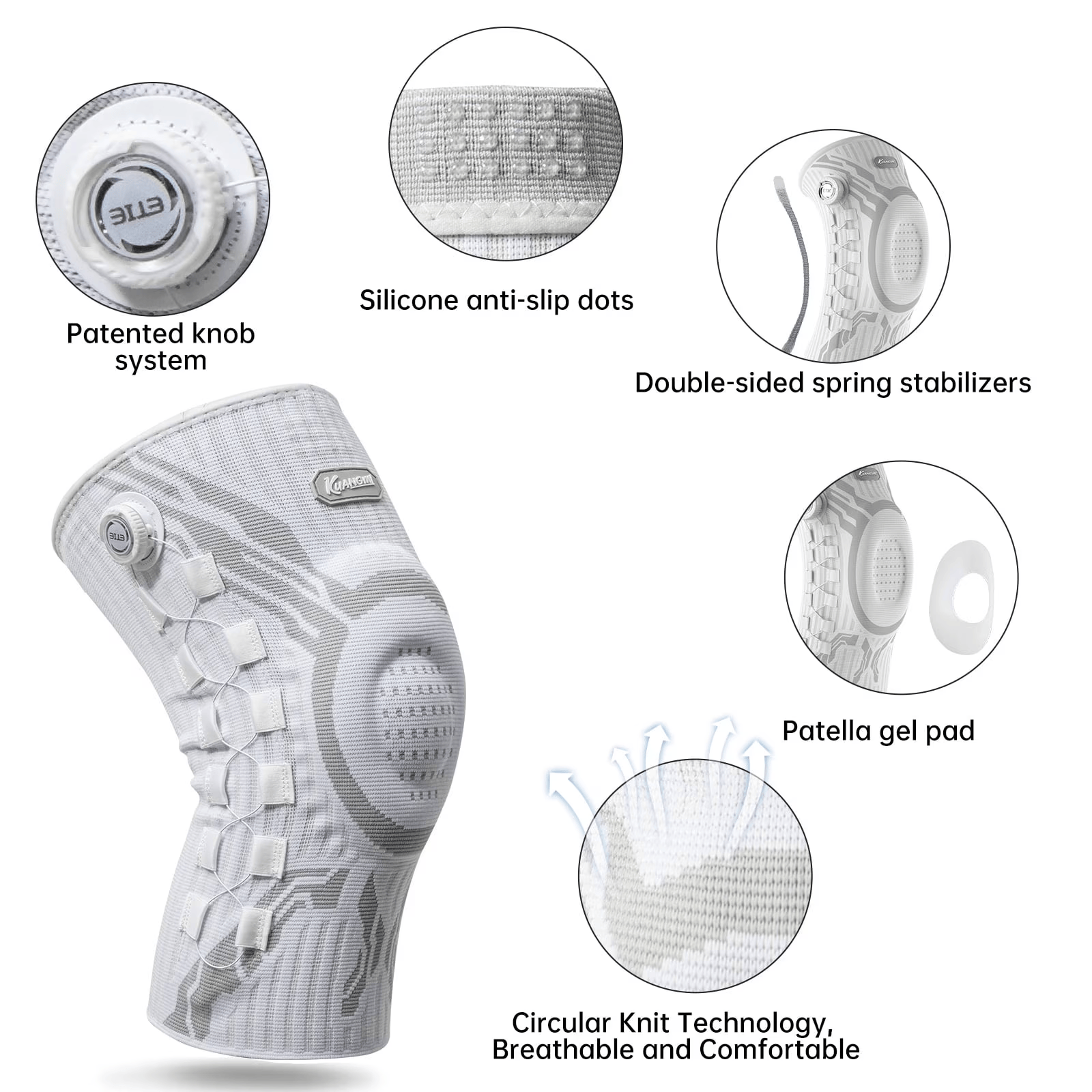 Smart Knob Knee Brace , Knee Support with Patella Gel Pad & Side Stabilizers - image 3