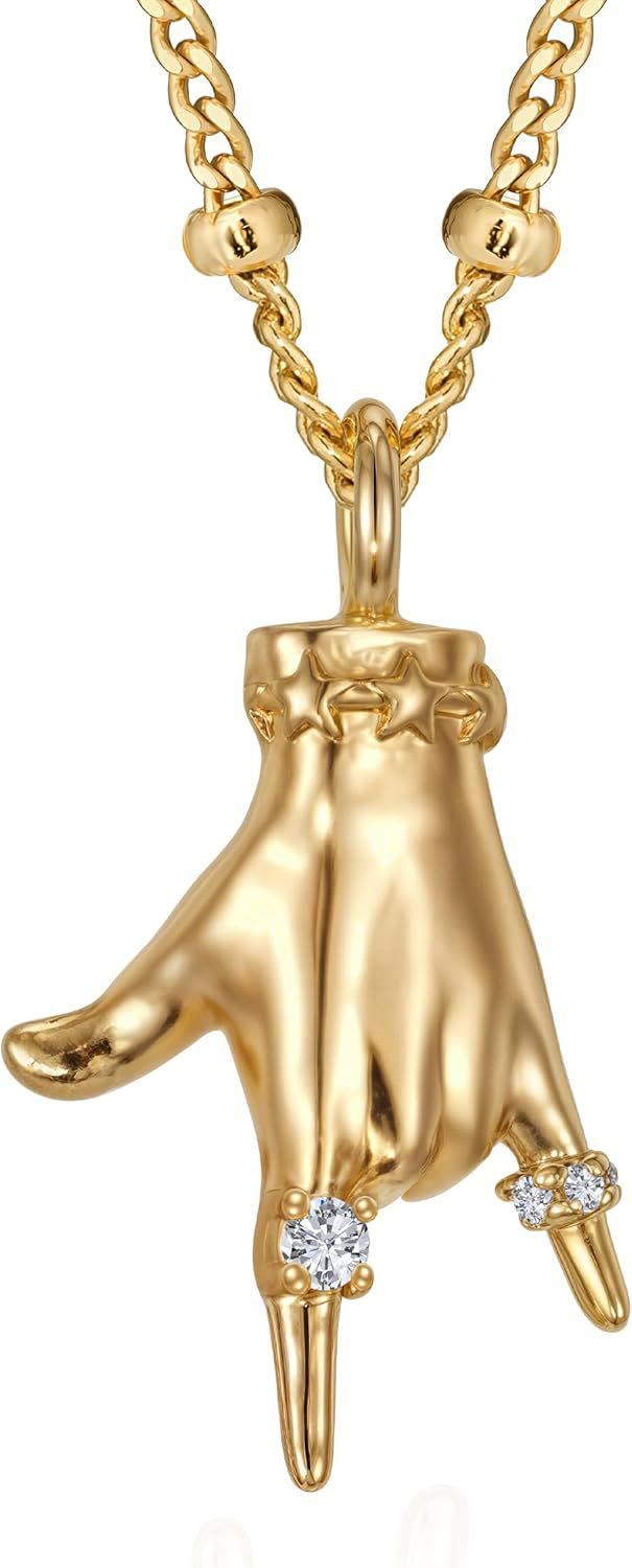  Hand Pendant Necklace for Women – Dainty Charm Chain, Trendy Statement Jewelry Gift - B - Gold - image 6
