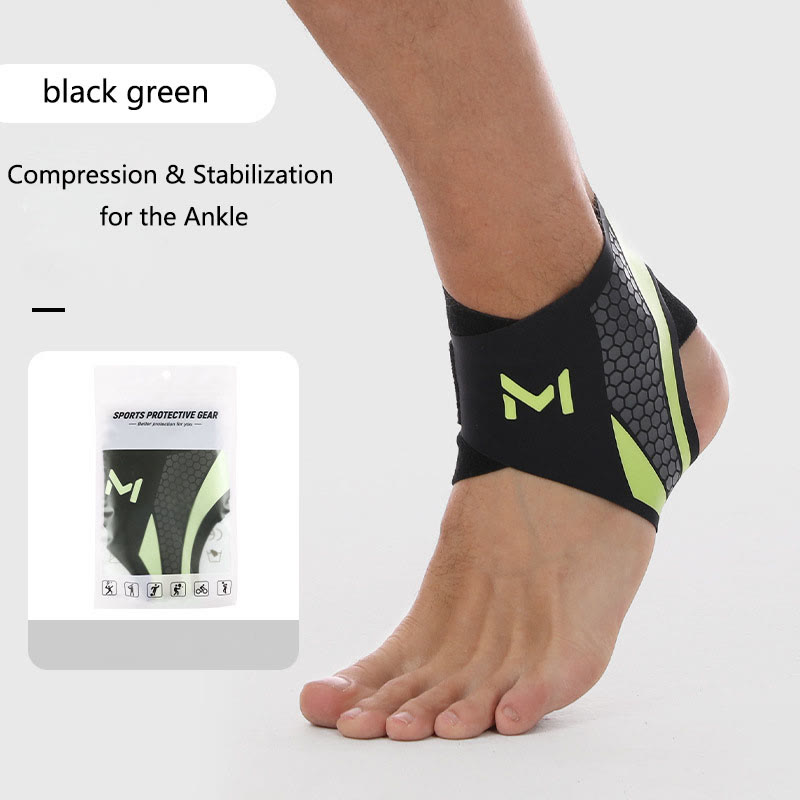  Breathable Ankle Support, Ankle Brace, Ankle Support for Sports - Black green - one pair - image 9