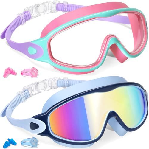 2 Pack Kids Swim Goggles For 3-15 Uv Protection Anti-fog High Definition Waterproof  - B - image 10