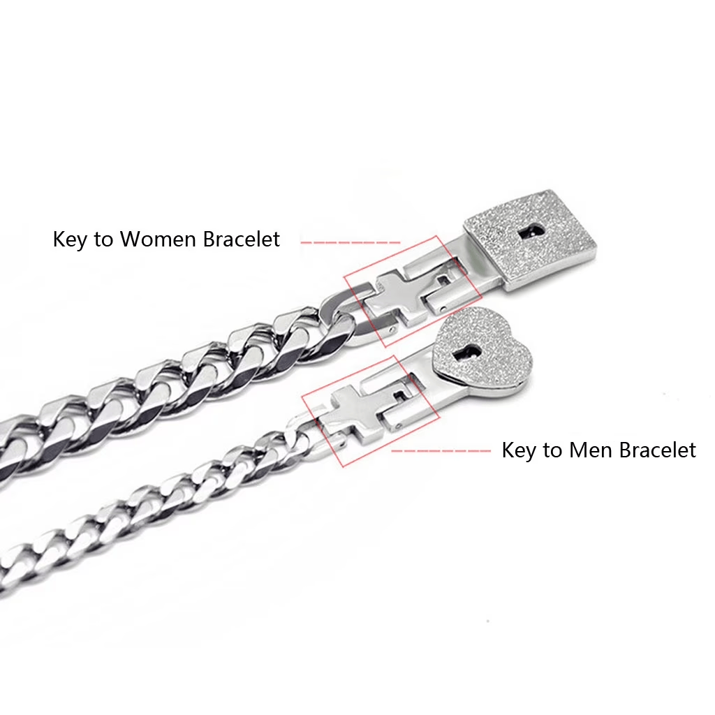 Heart Lock & Key Couple Bracelets - Matching Bangle Set - image 5