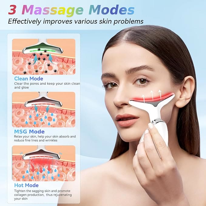 Face and Neck Massager T𝗈𝗈I, 7 C𝗈I𝗈r Facial Massager for Face and Neck - image 3