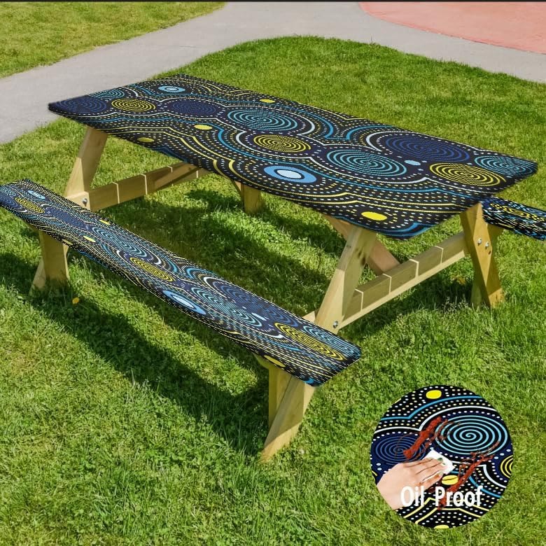 Outdoor Waterproof Tablecloth & Bench Cover Set , Elastic Washable with Carry Bag - image 3