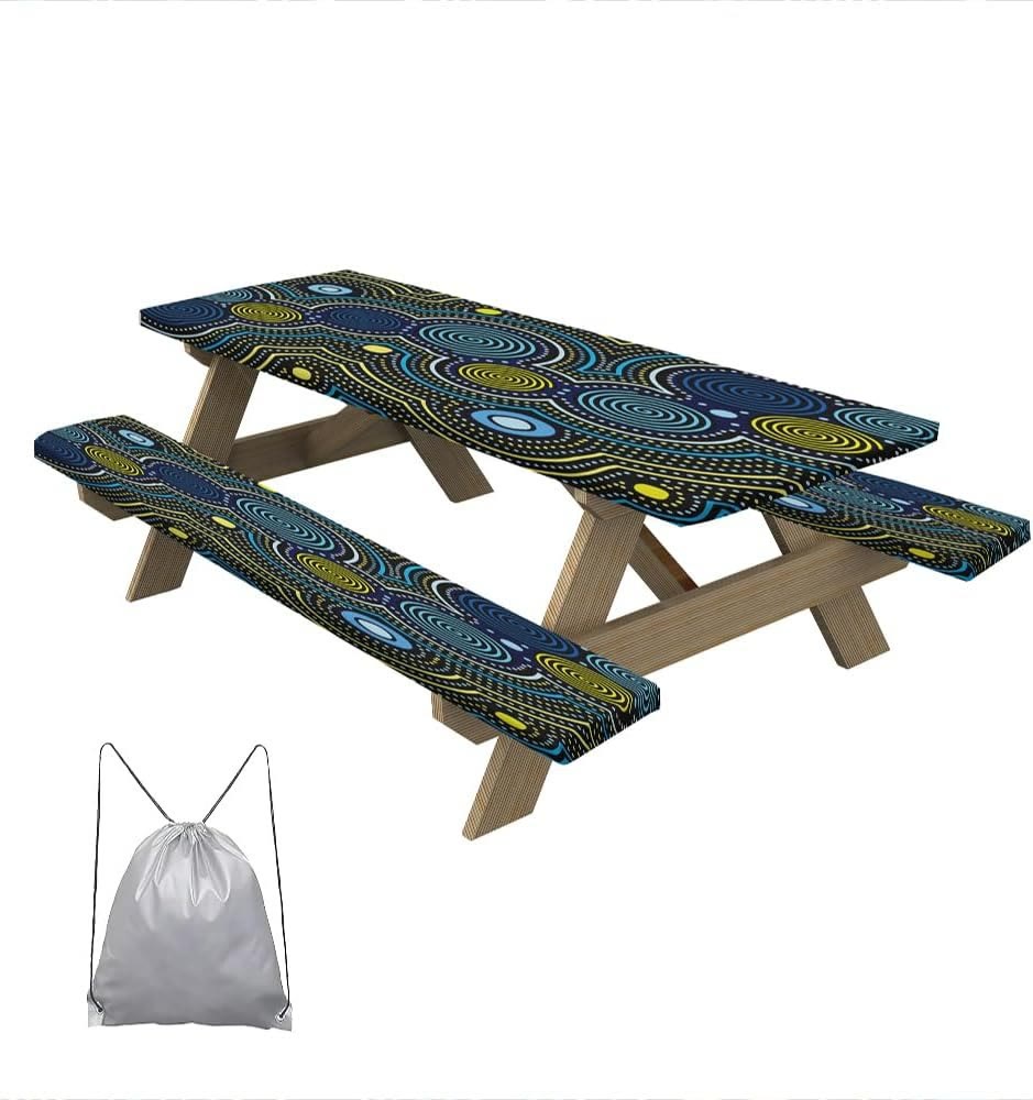 Outdoor Waterproof Tablecloth & Bench Cover Set , Elastic Washable with Carry Bag - image 2