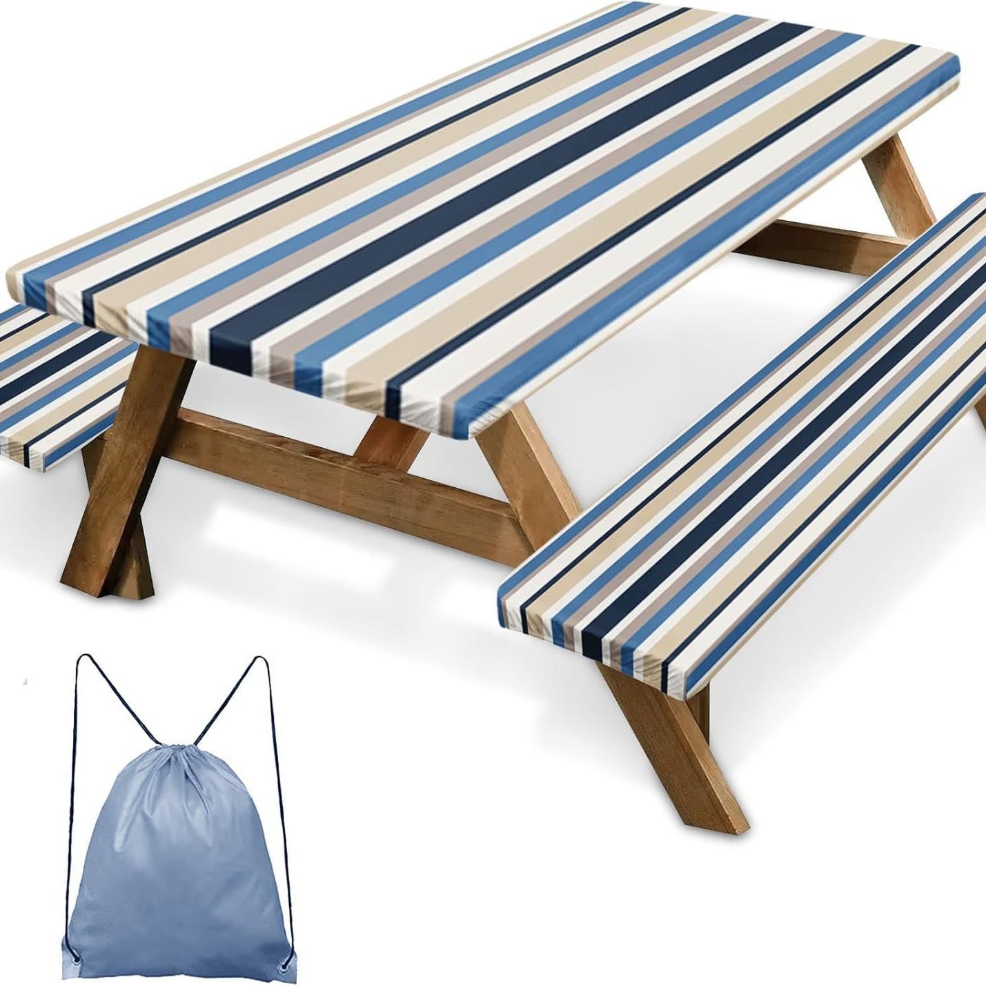 Outdoor Waterproof Tablecloth & Bench Cover Set , Elastic Washable with Carry Bag - 8 - 76*183 cm - image 15