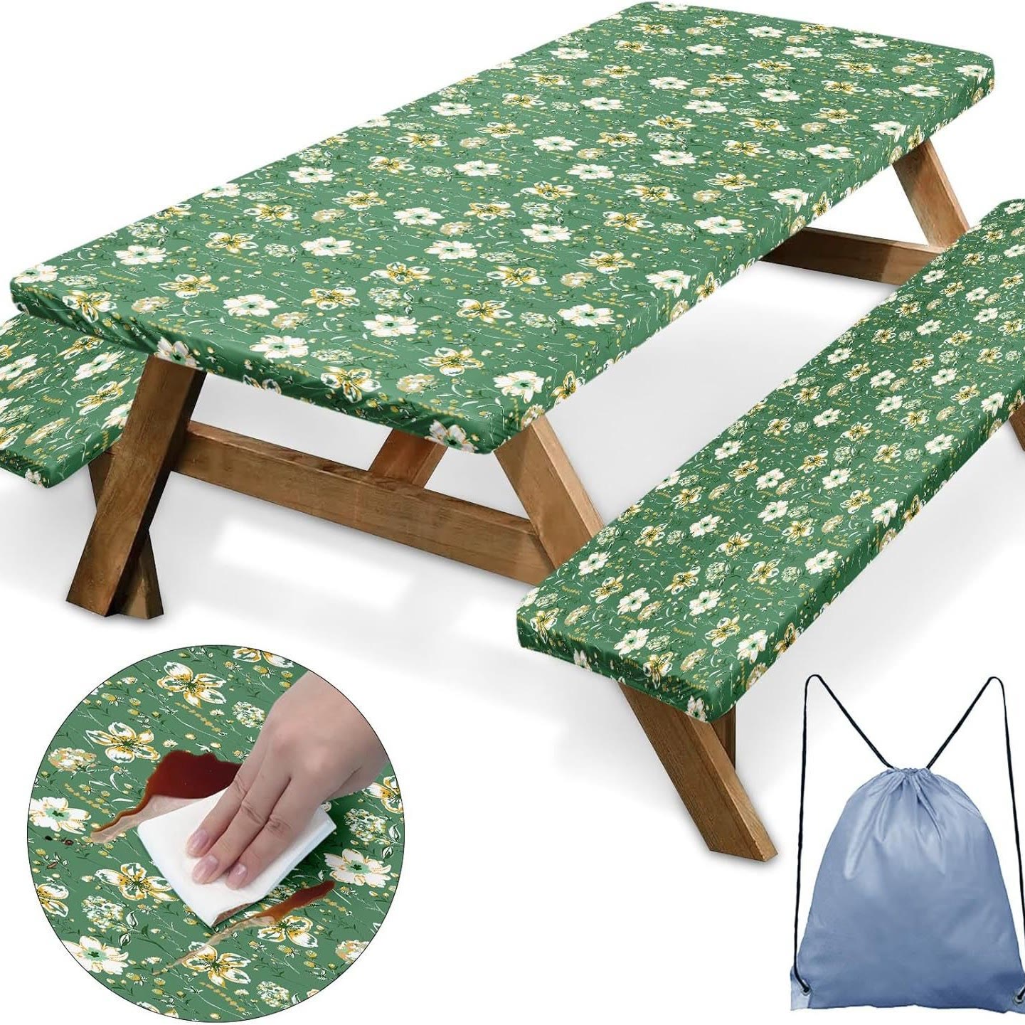 Outdoor Waterproof Tablecloth & Bench Cover Set , Elastic Washable with Carry Bag - 25 - 76*183 cm - image 25
