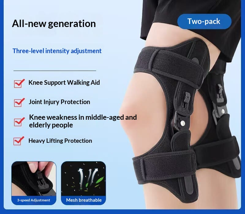 Adjustable Knee Booster Brace, Spring-Assisted Knee Stabilizer - Black - image 6