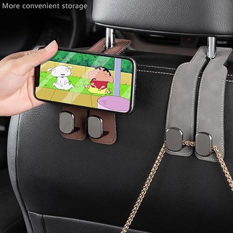 Car Headrest Hooks - Car Seat Back Double Hook Leather Purses Hooks (4 Pack) - image 2