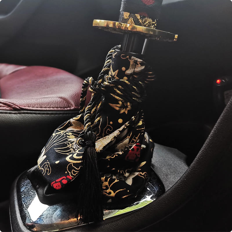Japanese Kiomono Pattern Hot Stamping Manual Transmission Car Accessories - black koi - 20*22cm - image 2
