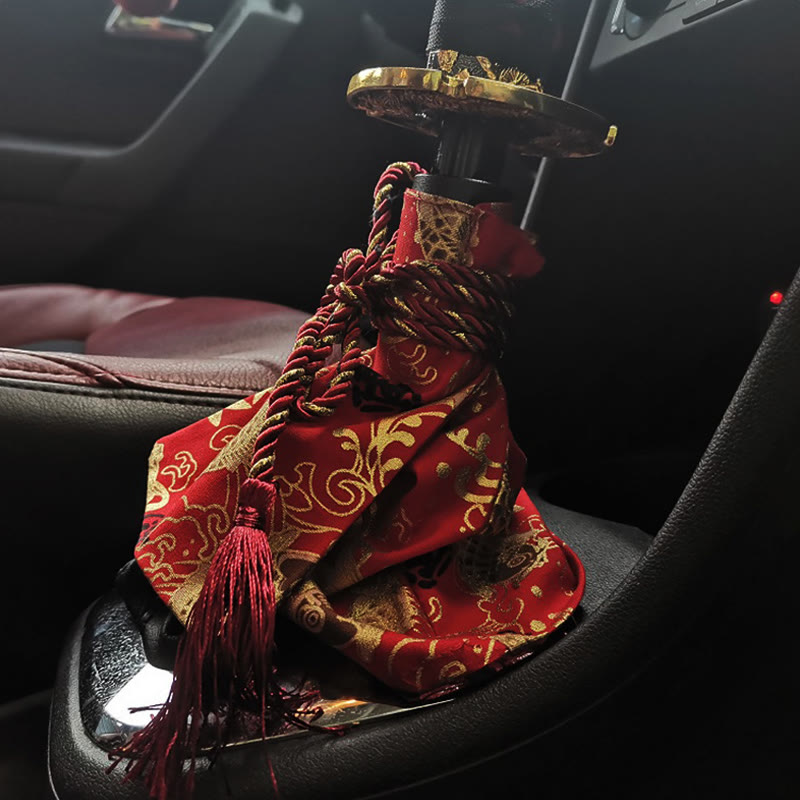 Japanese Kiomono Pattern Hot Stamping Manual Transmission Car Accessories - red koi - 20*22cm - image 3