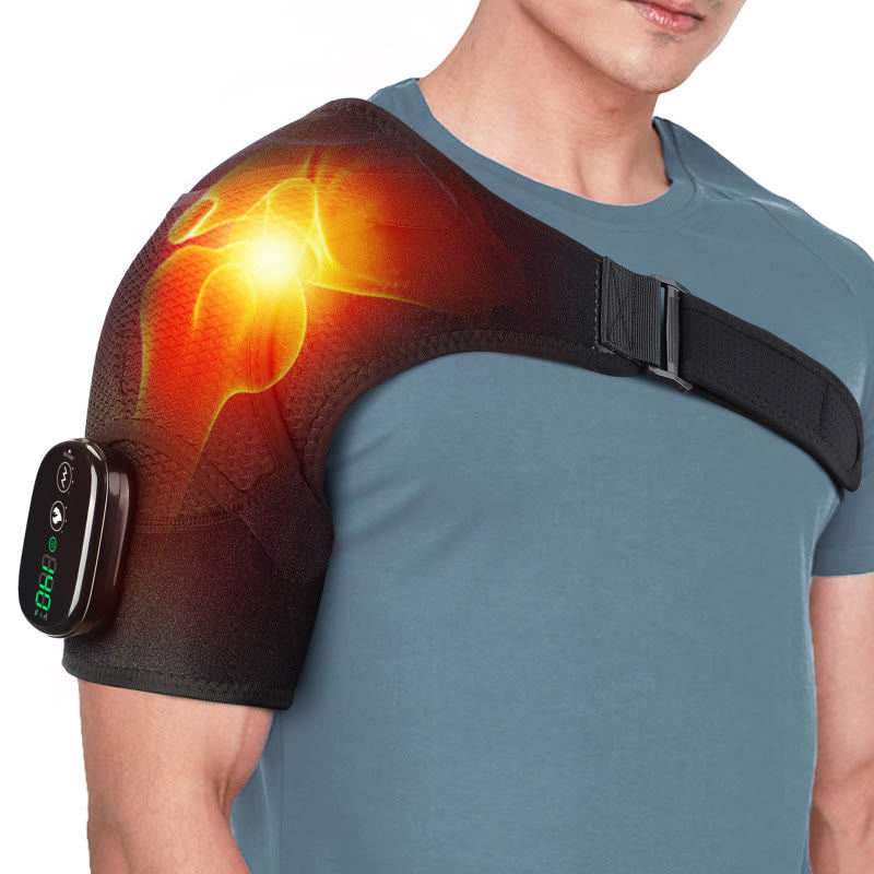 USB Rechargeable Shoulder Massager, 3-speed Heating Massage Shoulder Pad - Black - image 12