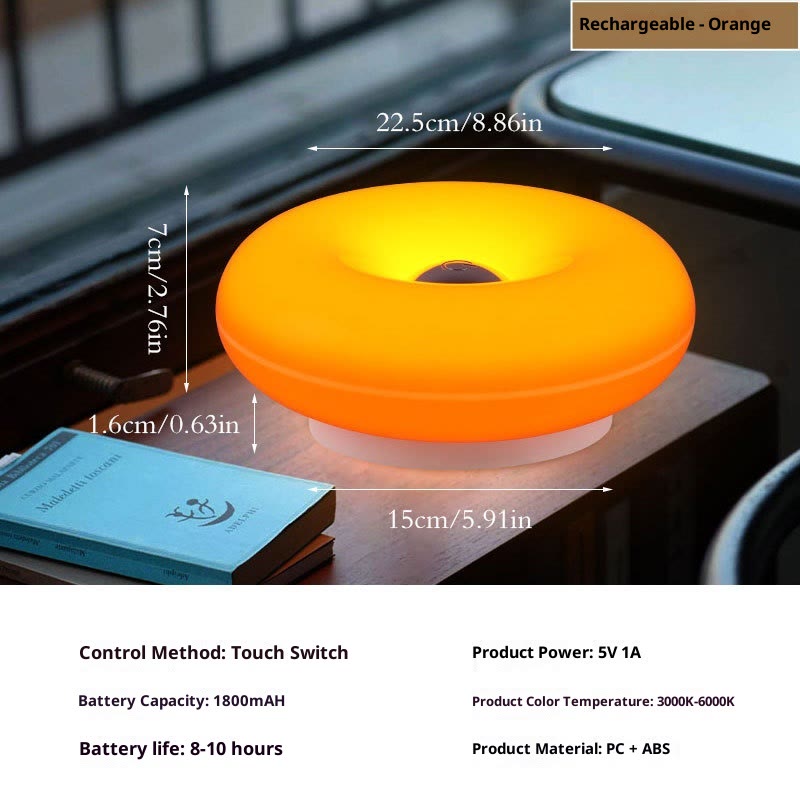 Acrylic-Orange Donut Mood Lamp, Rechargeable Swing Arm Wall Light - Orange - image 12