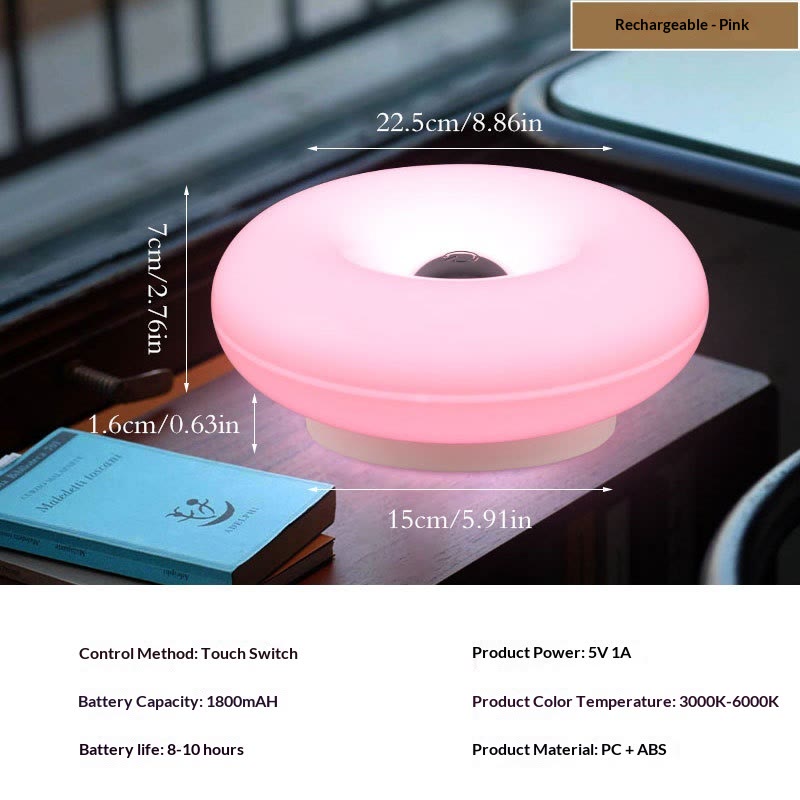 Acrylic-Orange Donut Mood Lamp, Rechargeable Swing Arm Wall Light - Pink - image 11