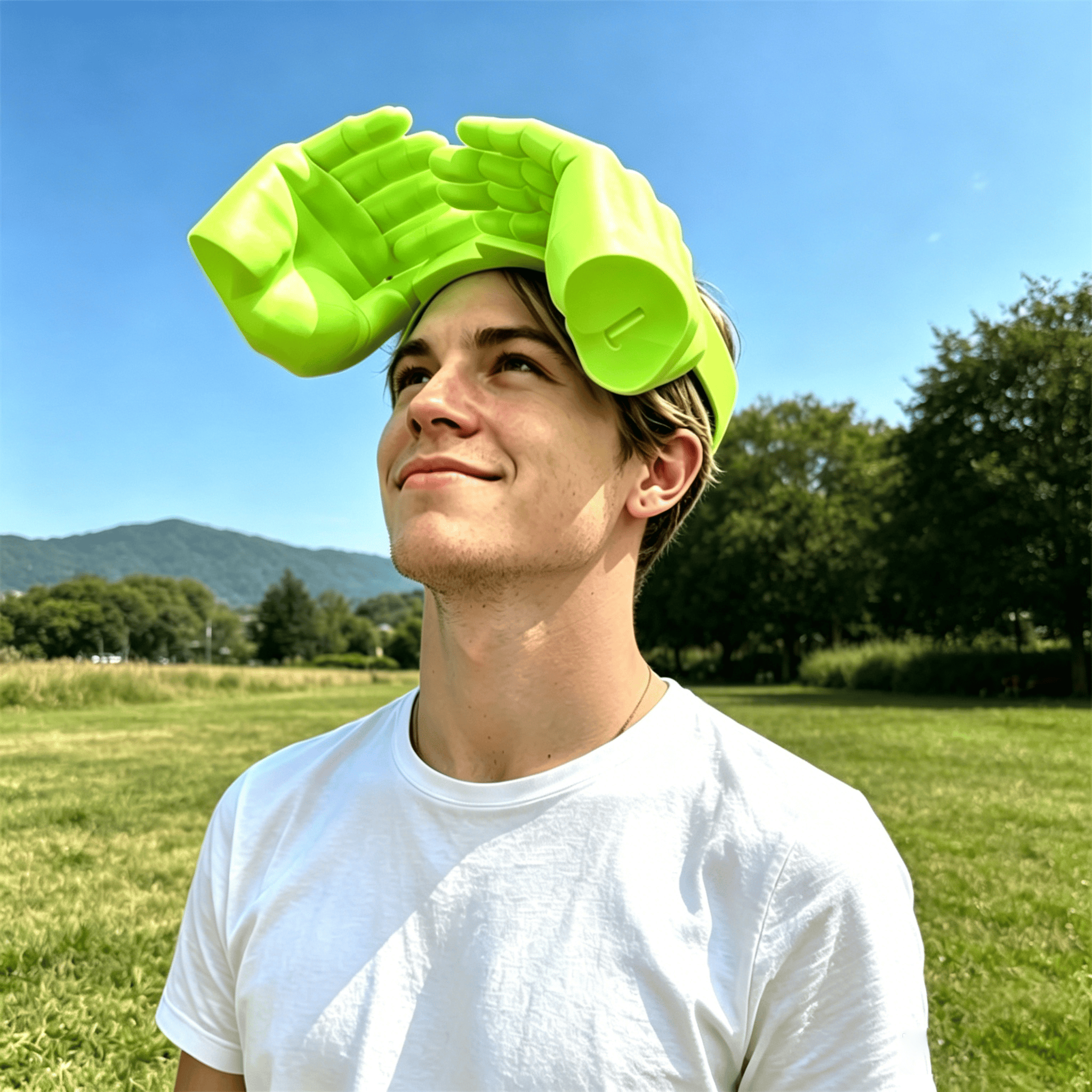 Funny Hand Shaped Sun Visor Hat, Novelty Palm Design Summer Sunshade Cap - Green - image 11