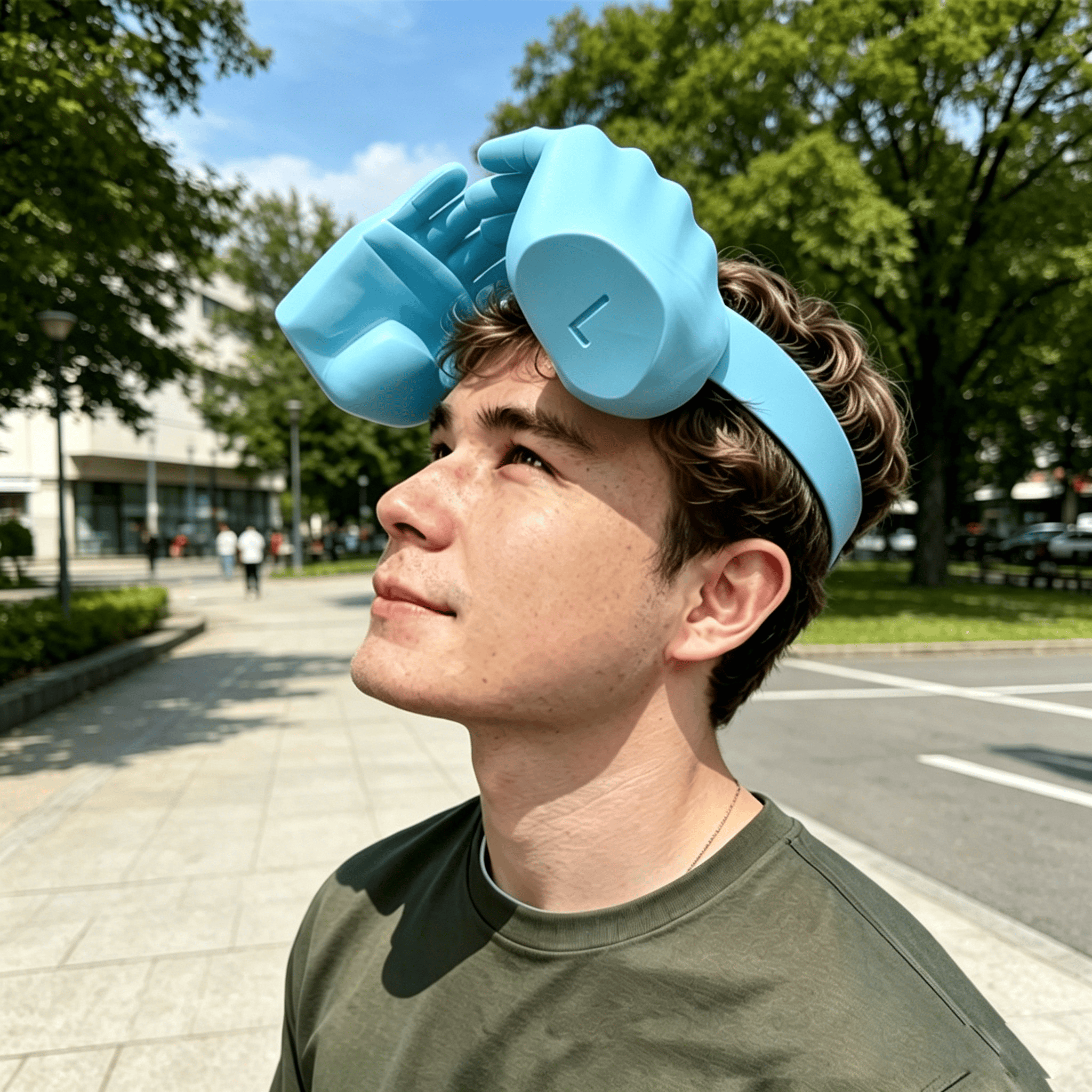 Funny Hand Shaped Sun Visor Hat, Novelty Palm Design Summer Sunshade Cap - Blue - image 9