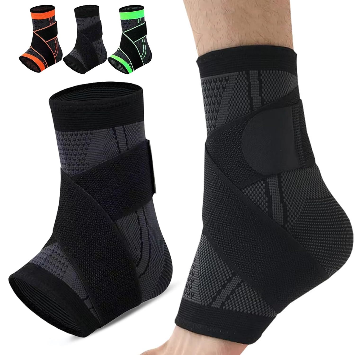 Recover Ankle Sleeve - Ankle Brace Foot & Heel Wrap , Suitable for Outdoor Activities - Black - XL - A pair - image 1