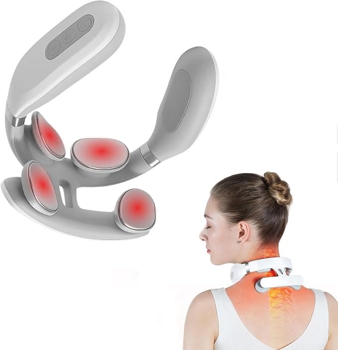 Neck Massager with Heat, Portable Shoulder Massager with 4 Heated Heads - White - image 1