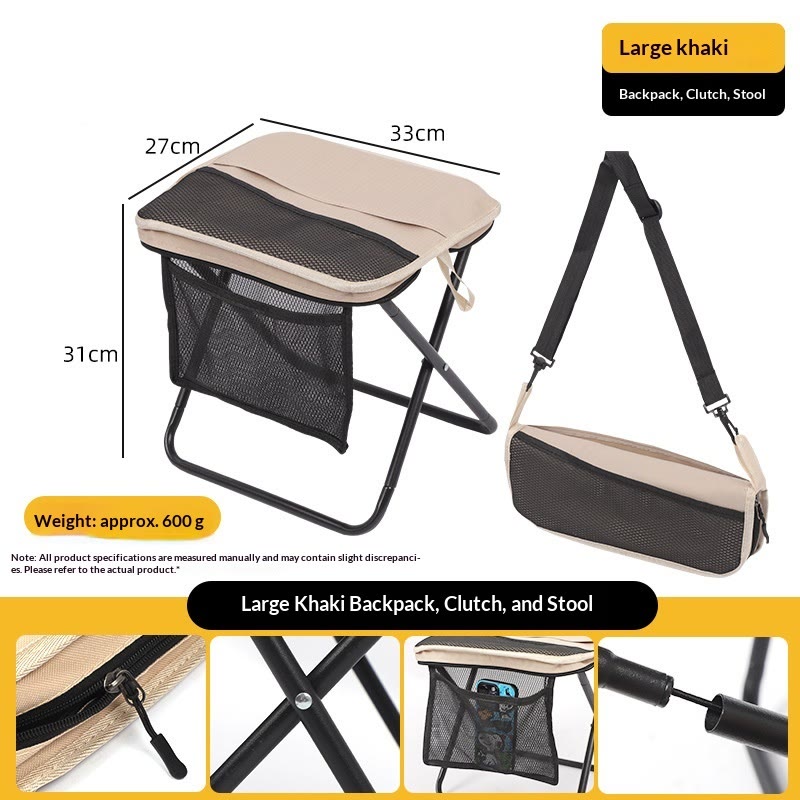 Compact Portable Folding Chair - Ultra-Lightweight All-Weather Camping Accessory - Khaki - image 10