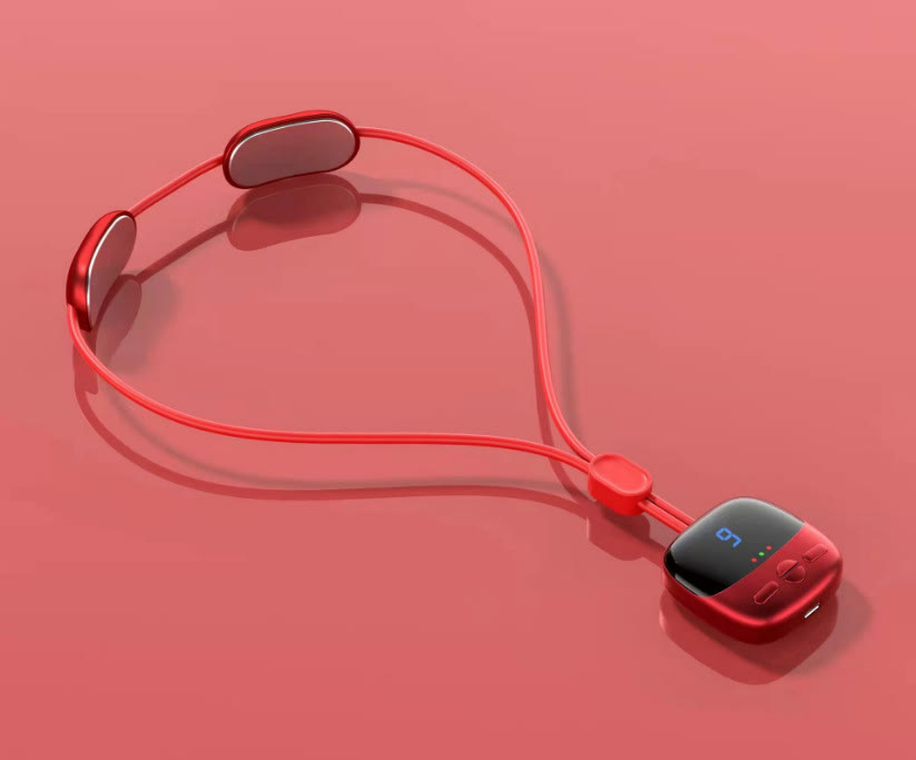 Heat Neck Massager 4 Dual Pulse Modes USB Rechargeable Deep Pain Relief - Red - image 10