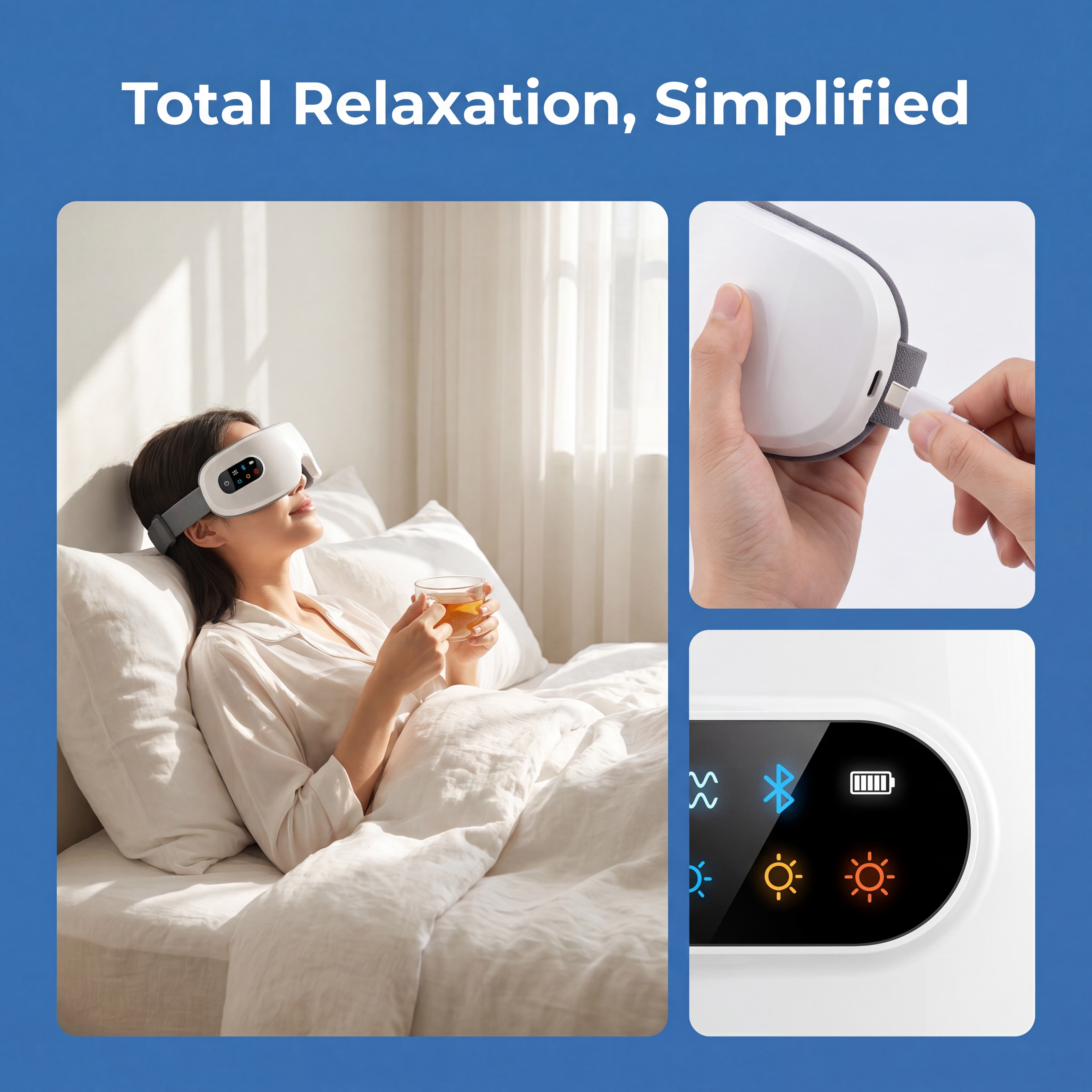 Foldable Steam Eye Massager, Hot Compress & Multi Vibration Soothing Eye Reliever - image 3
