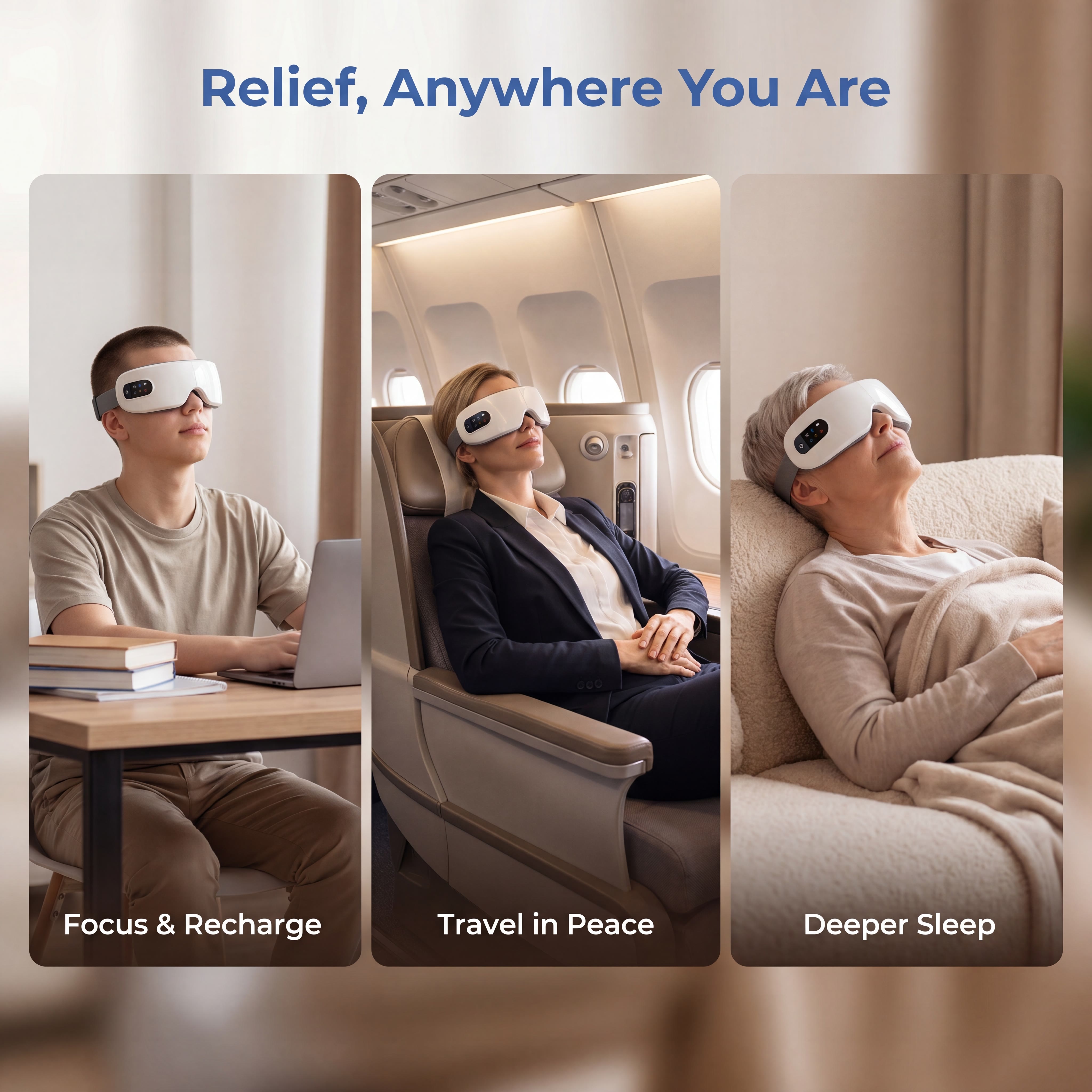 Foldable Steam Eye Massager, Hot Compress & Multi Vibration Soothing Eye Reliever - image 7