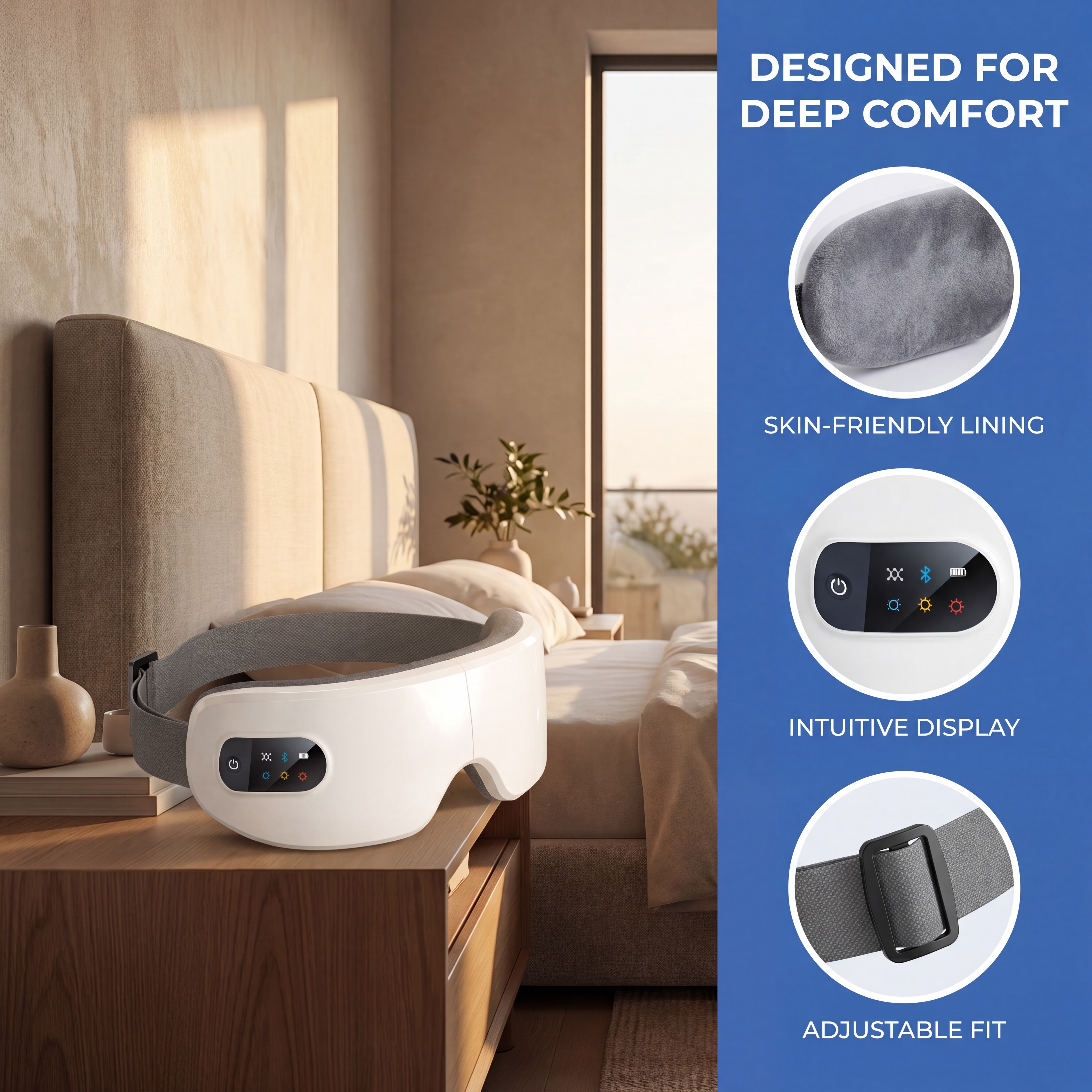 Foldable Steam Eye Massager, Hot Compress & Multi Vibration Soothing Eye Reliever - image 8