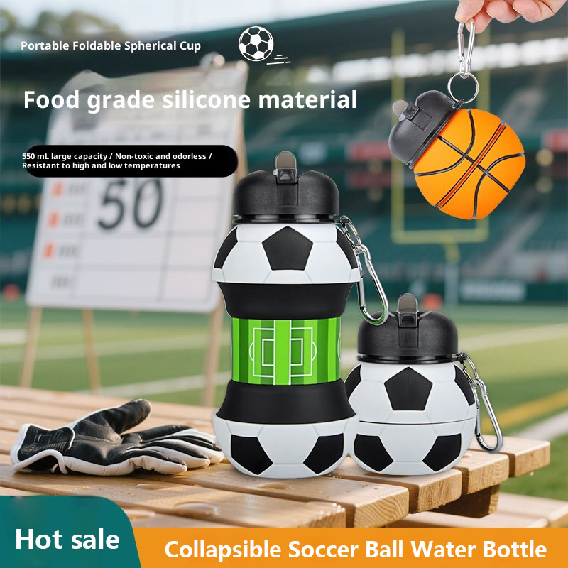 Collapsible Silicone Soccer Ball Water Bottle,Portable Sports Drink Bottle - image 1