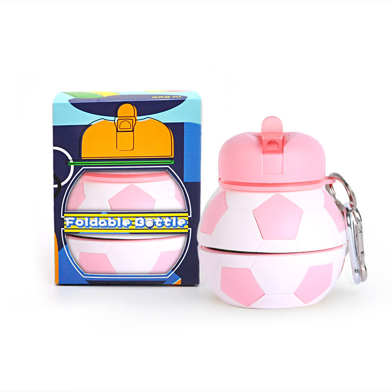 Collapsible Silicone Soccer Ball Water Bottle,Portable Sports Drink Bottle - Pink football - 550ml - image 11