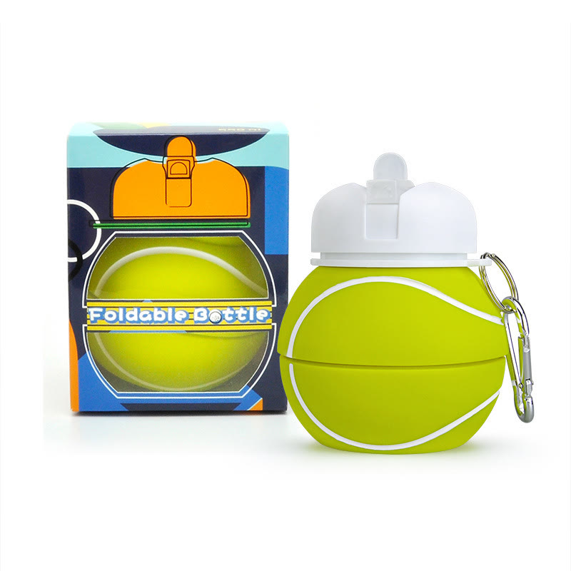 Collapsible Silicone Soccer Ball Water Bottle,Portable Sports Drink Bottle - Tennis - 550ml - image 16