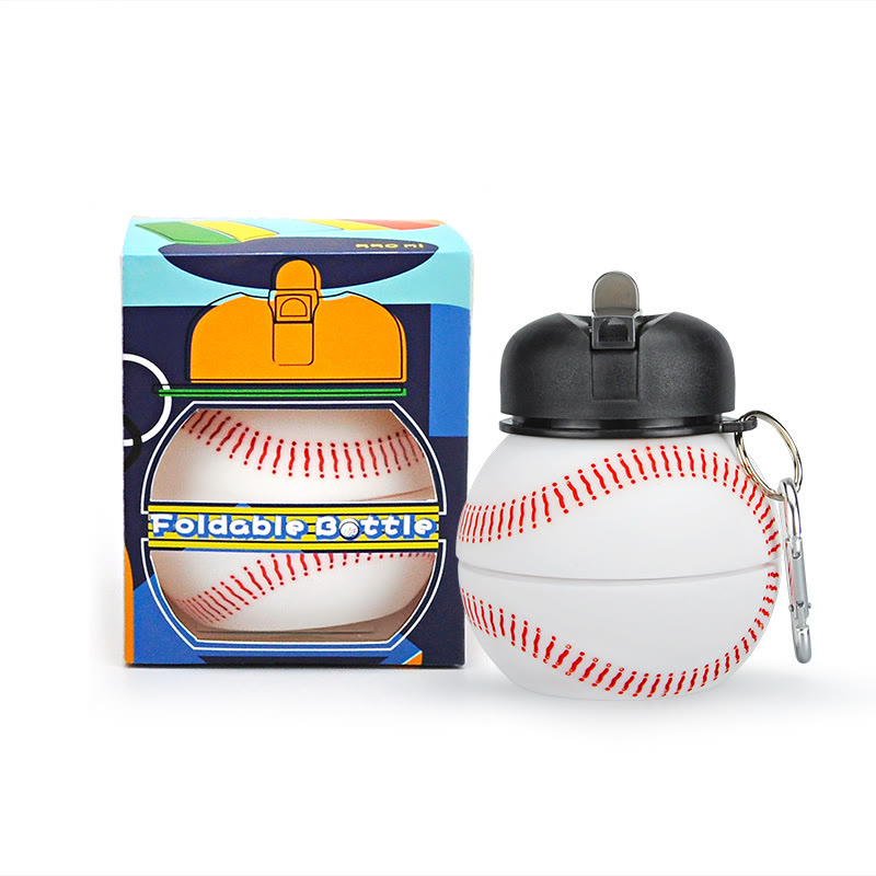 Collapsible Silicone Soccer Ball Water Bottle,Portable Sports Drink Bottle - Baseball - 550ml - image 15