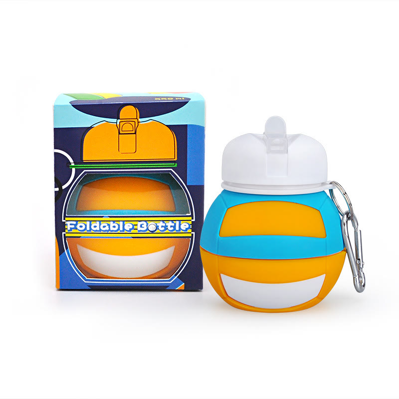 Collapsible Silicone Soccer Ball Water Bottle,Portable Sports Drink Bottle - Volleyball - 550ml - image 18