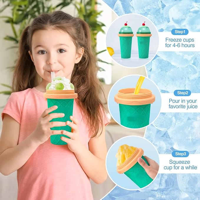 Slushy Cup Slushie Cup,Quick Frozen Magic Cup, Smoothie Cups with Lids and Straws - image 3