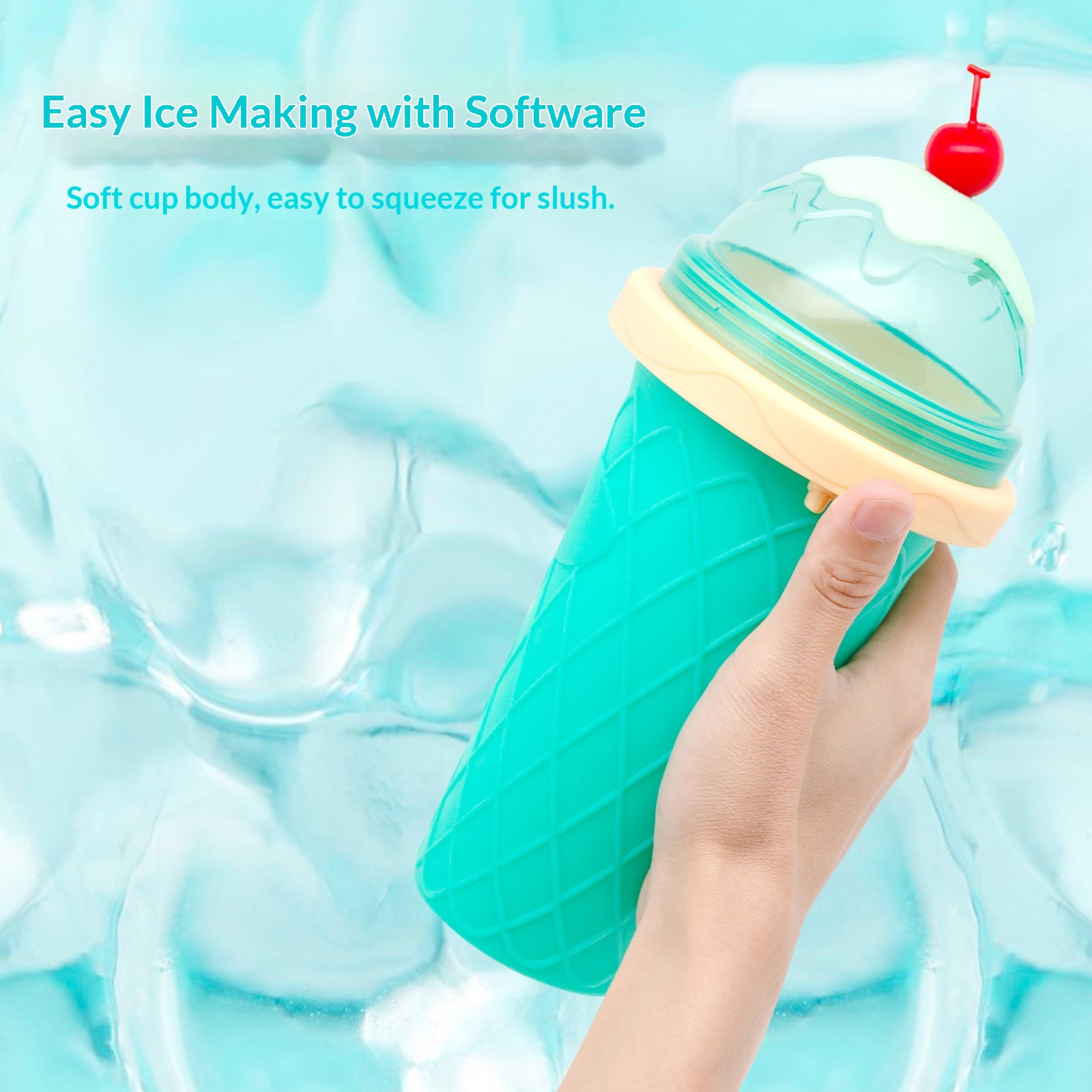 Slushy Cup Slushie Cup,Quick Frozen Magic Cup, Smoothie Cups with Lids and Straws - Light Green - image 2
