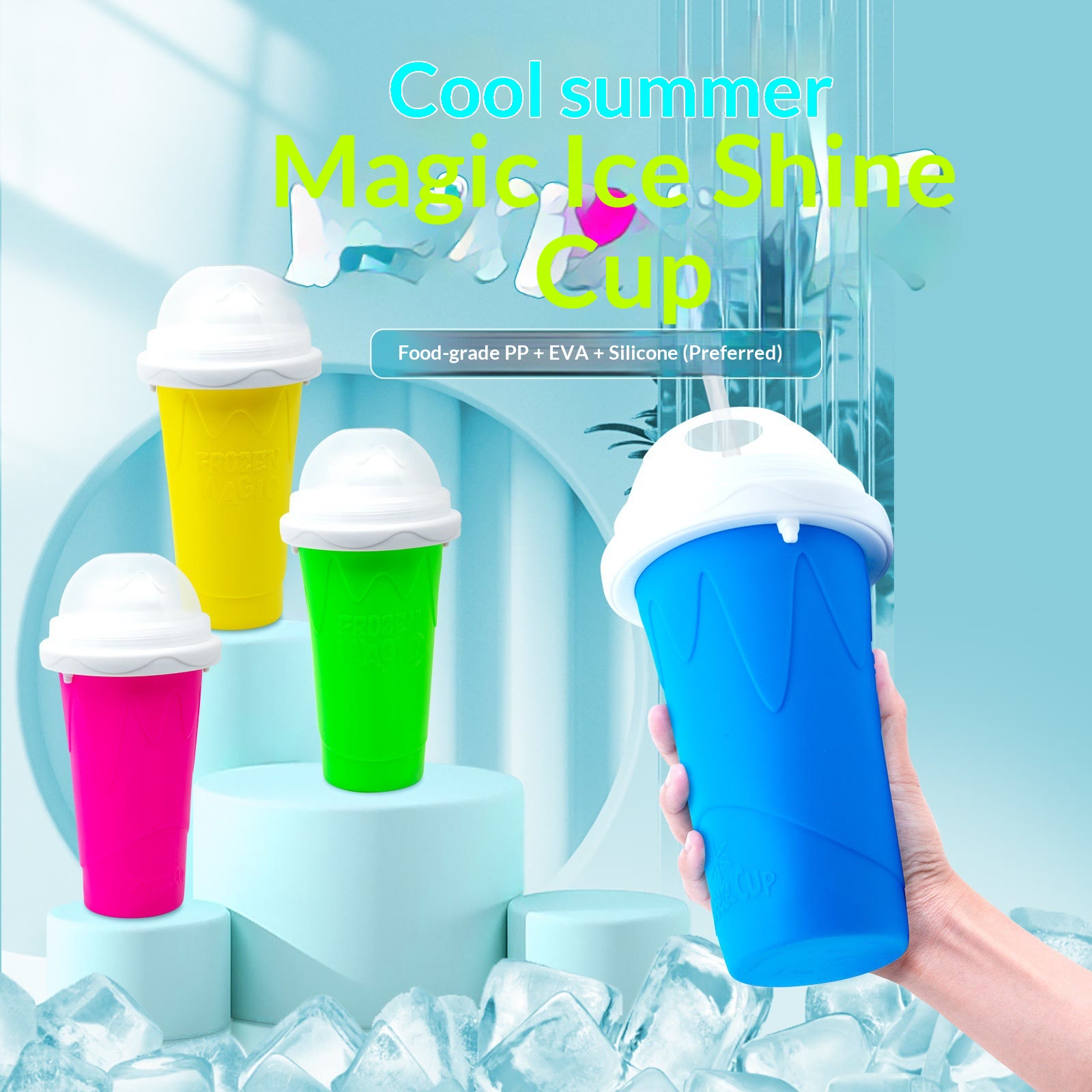 Slushy Cup Slushie Cup，Quick Frozen Slushy Maker Cup with Lid, Straw & Spoon - image 1