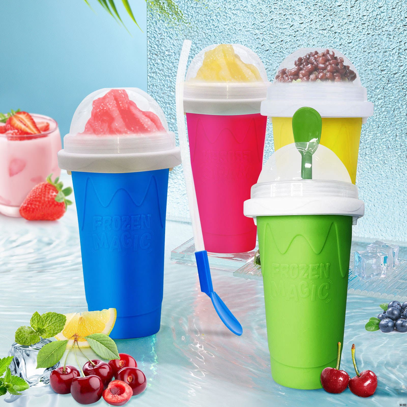 Slushy Cup Slushie Cup，Quick Frozen Slushy Maker Cup with Lid, Straw & Spoon - image 3