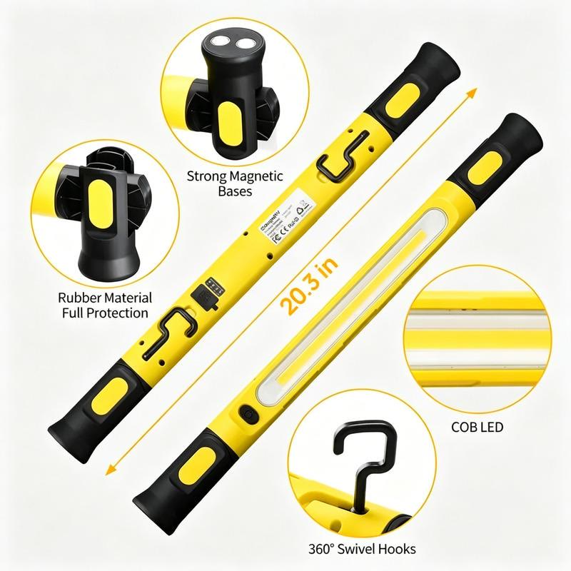 3000LM Cordless Under Hood Work Light, USB-C Rechargeable Magnetic LED Light Bar - image 2