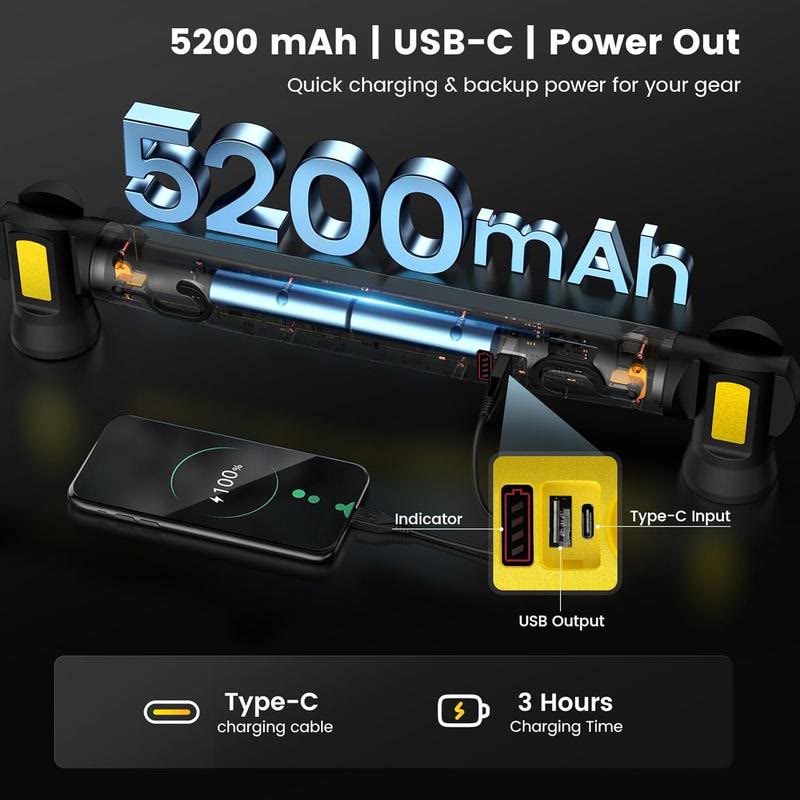 3000LM Cordless Under Hood Work Light, USB-C Rechargeable Magnetic LED Light Bar - image 5
