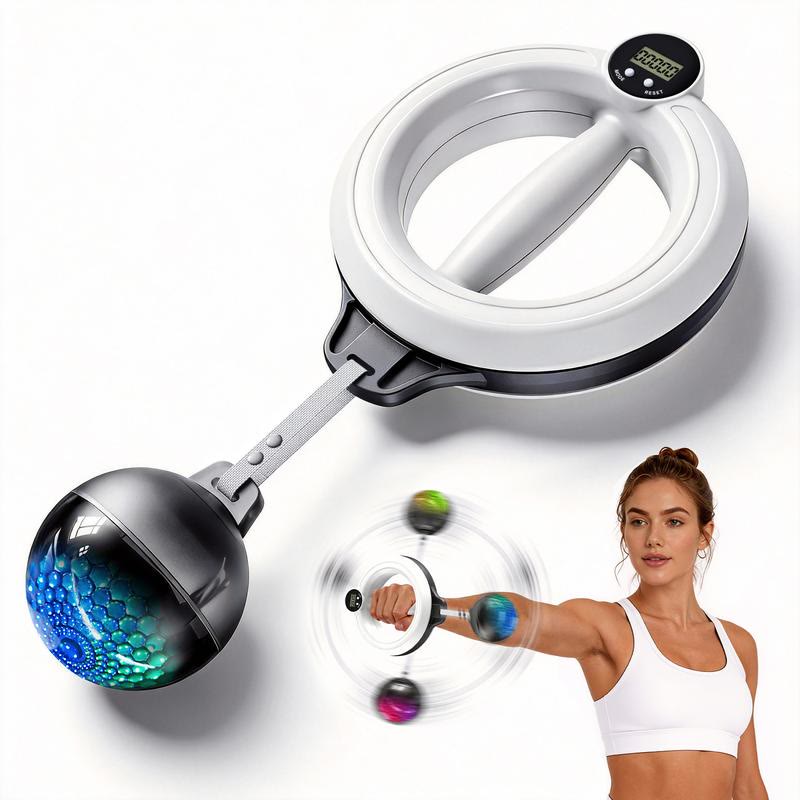 360° Gyroscopic Wrist Trainer with Digital Counter for Grip & Forearm Strength - White - image 1