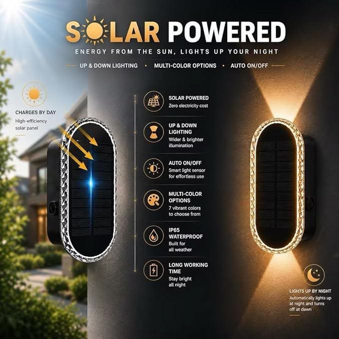  Solar Wall Lights Outdoor Up Down Dual-Lens - image 2