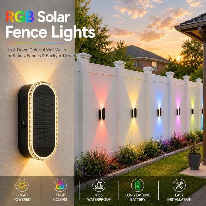  Solar Wall Lights Outdoor Up Down Dual-Lens - image 1
