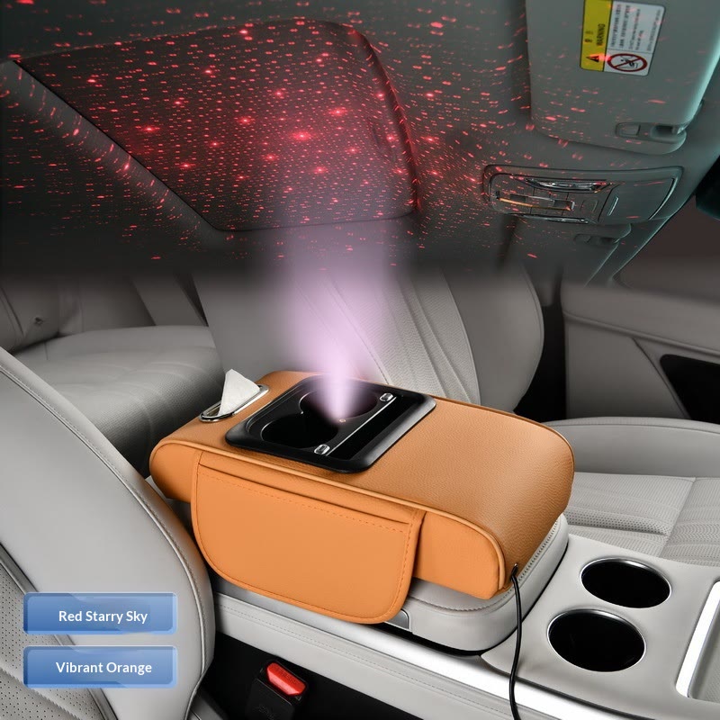 2026 New Model Car Armrest Box Height Riser - Nappa Leather & Memory Foam Car Accessories - Orange - image 13