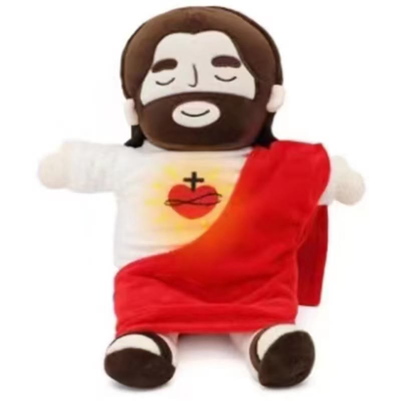 Jesus Plush that Breathes, Jesus Stuffed Doll with Glow&Song - Red - image 1