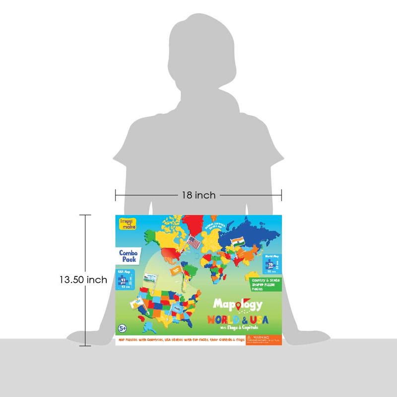 USA & World Map Puzzle with Flags, Capitals, Stickers | Educational Toys - image 5