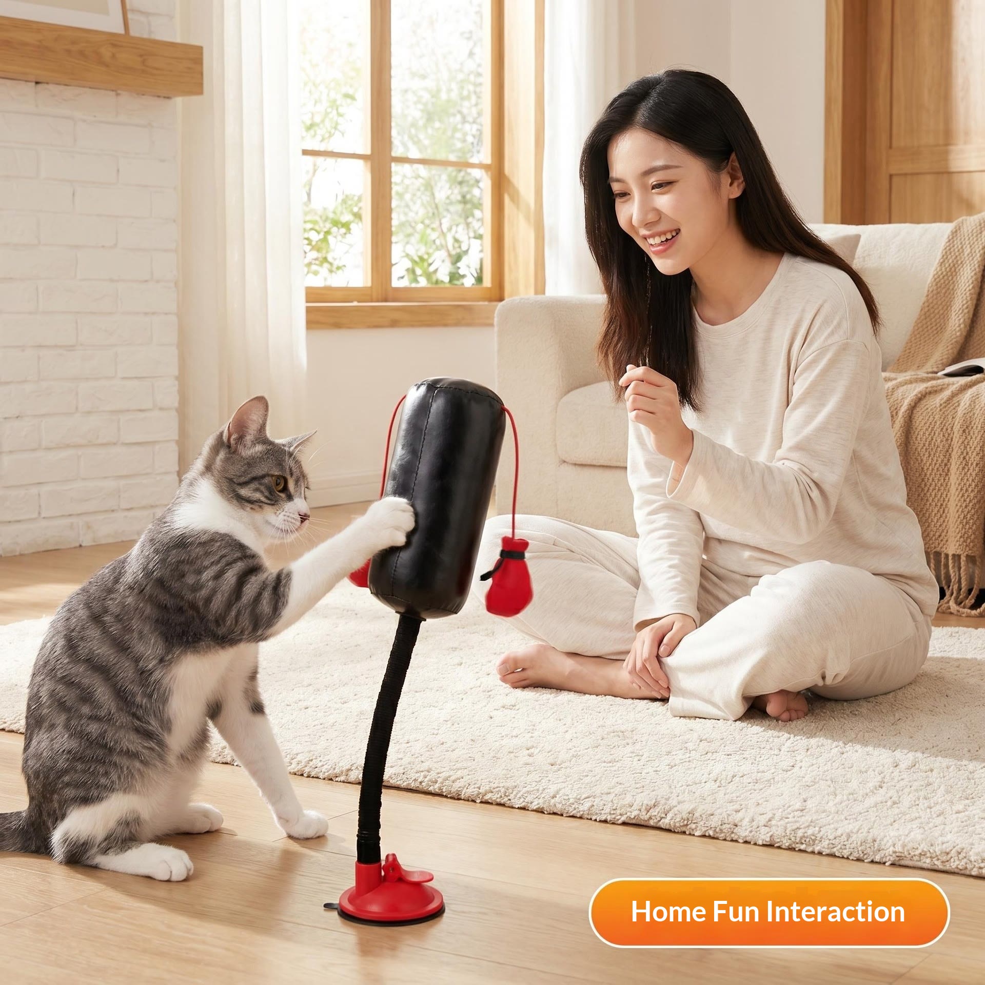 Cat Punching Bag Toy, Funny Interactive Cats Toys With Gloves  - image 6
