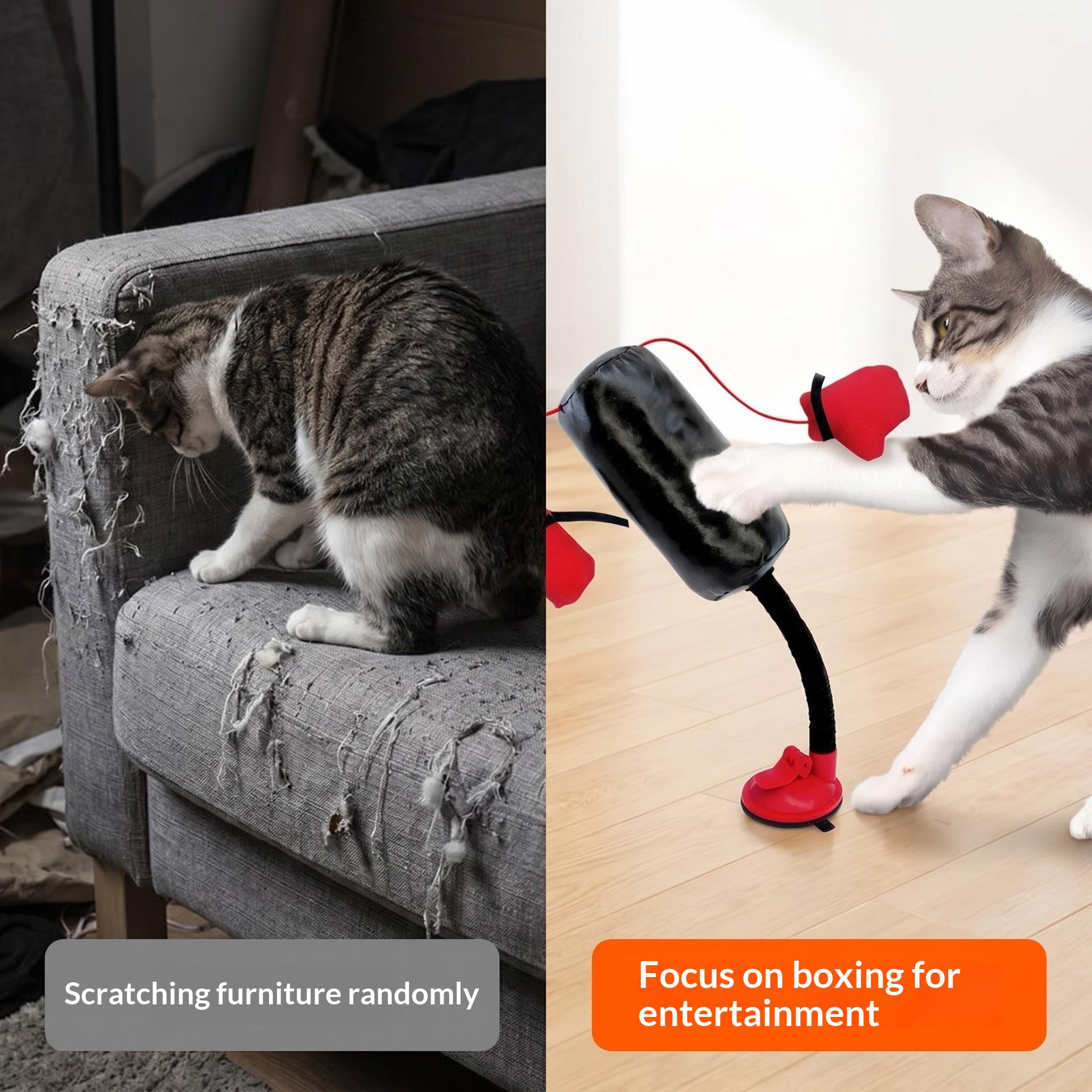 Cat Punching Bag Toy, Funny Interactive Cats Toys With Gloves  - image 5